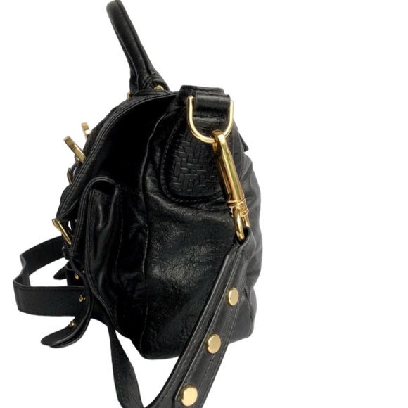 C C Skye Upper Eastside Black Leather Top Handle Embossed Buckle Satchel - Picture 9 of 16